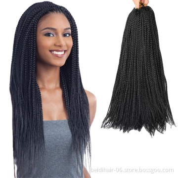 Protective Style Thick 3X Box Braids Pre Loop Crochet Braiding Hair Extension 14inch 18inch 22inch Medium braids